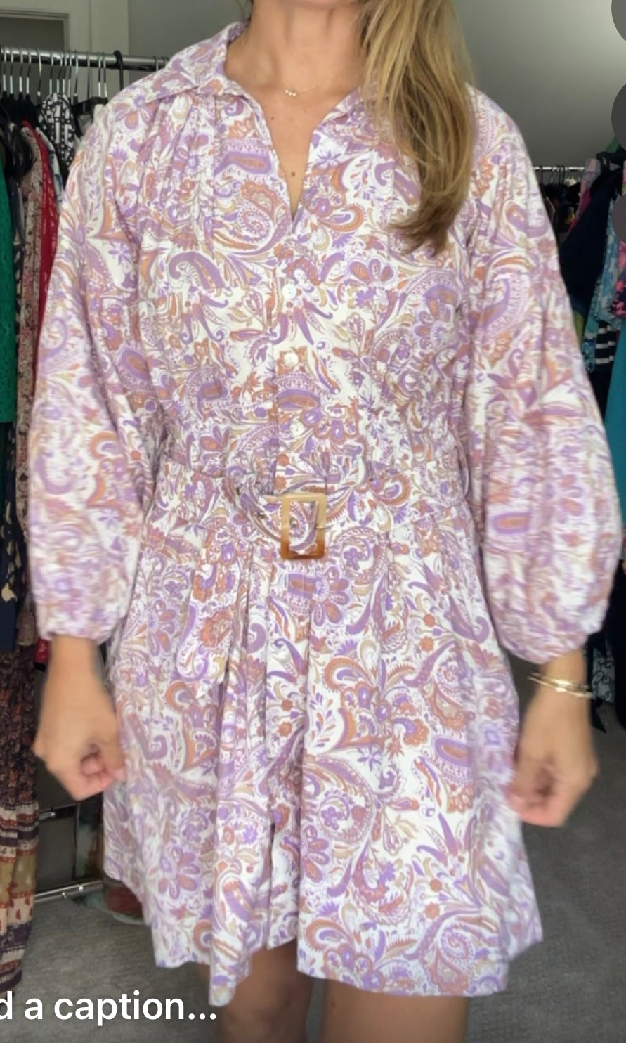 Lusana Paisley Belted Dress - size large