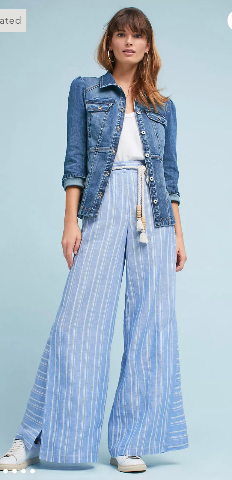 Anthropologie Striped Linen Wide Leg Pants - size 10