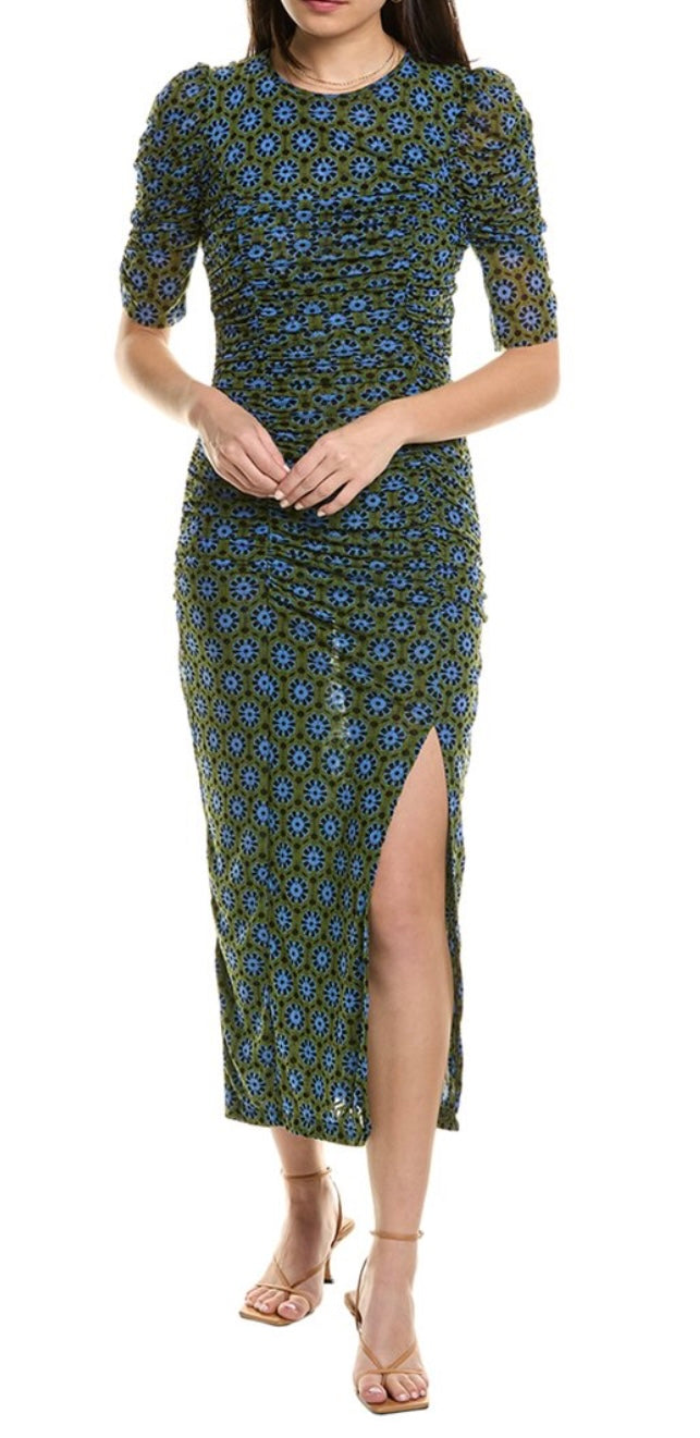 Free People Briella Ruched Midi Dress- size XS