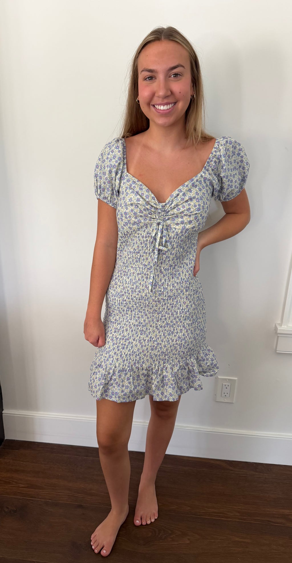 Storia Blue Floral Mini Dress Size Large (juniors)