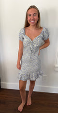 Storia Blue Floral Mini Dress Size Large (juniors)