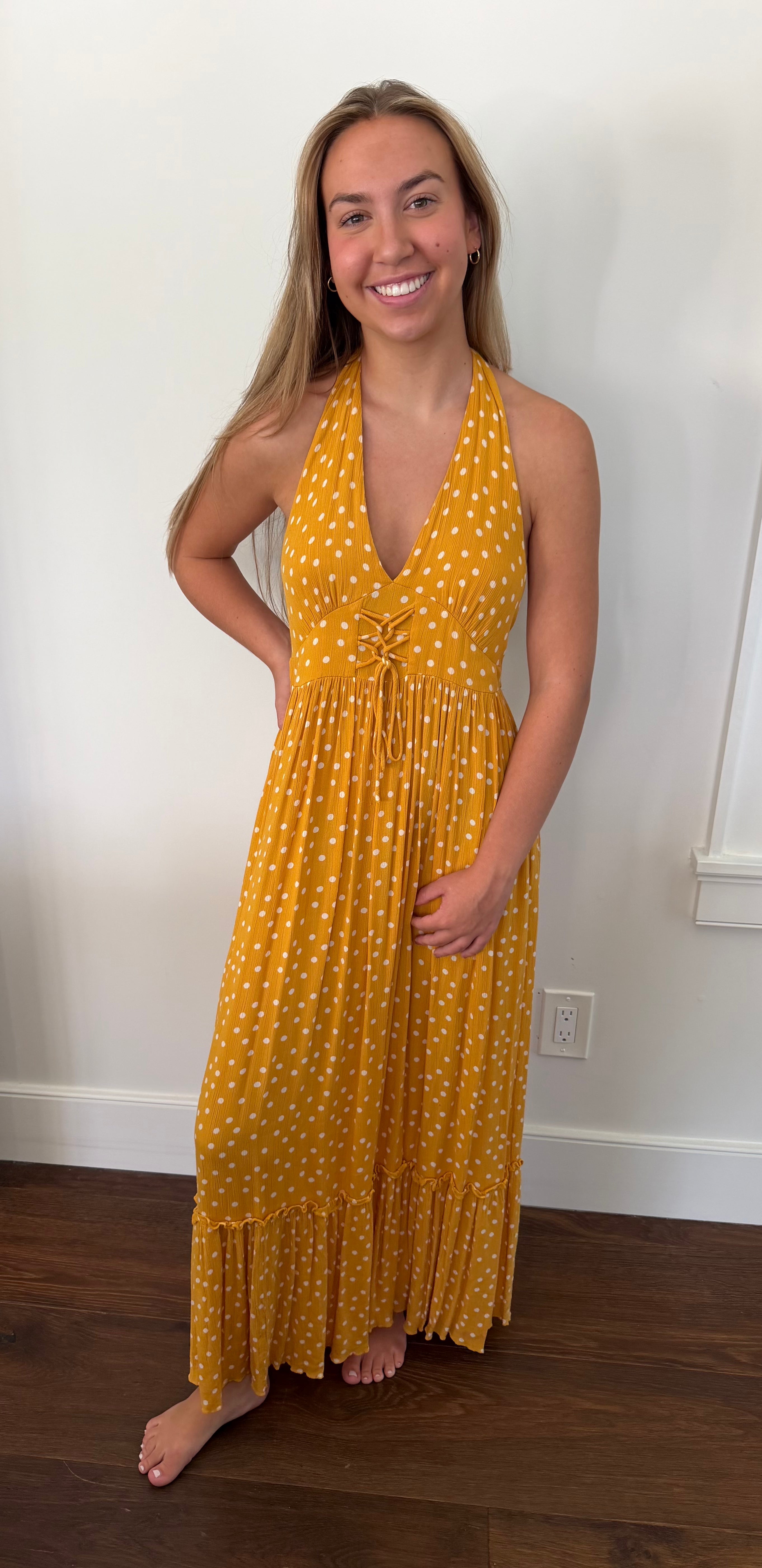 ASOS Polka Dot Halter Maxi - size 2