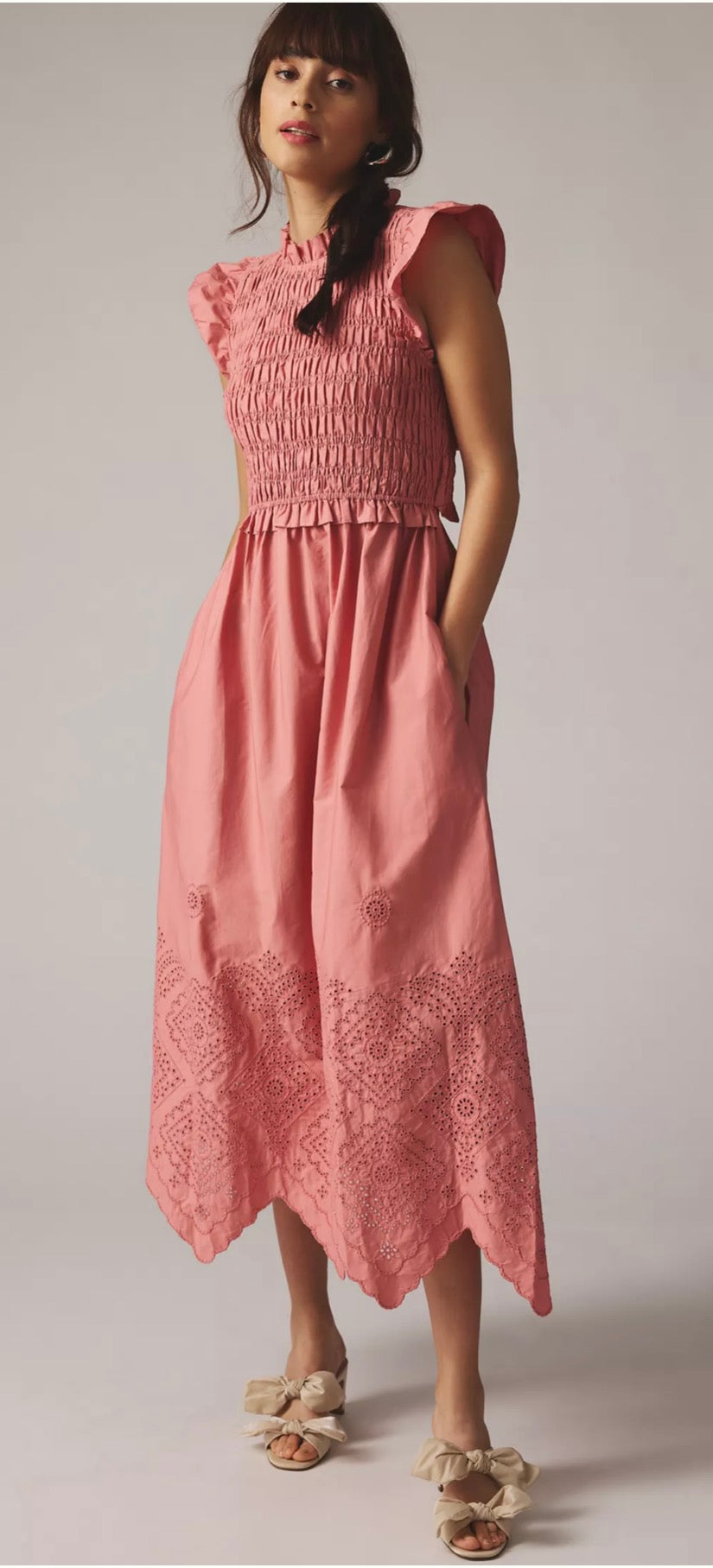 Anthropologie X Moon River Flutter-Sleeve Dress - size medium