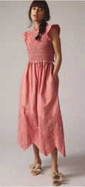 Anthropologie X Moon River Flutter-Sleeve Dress - size medium