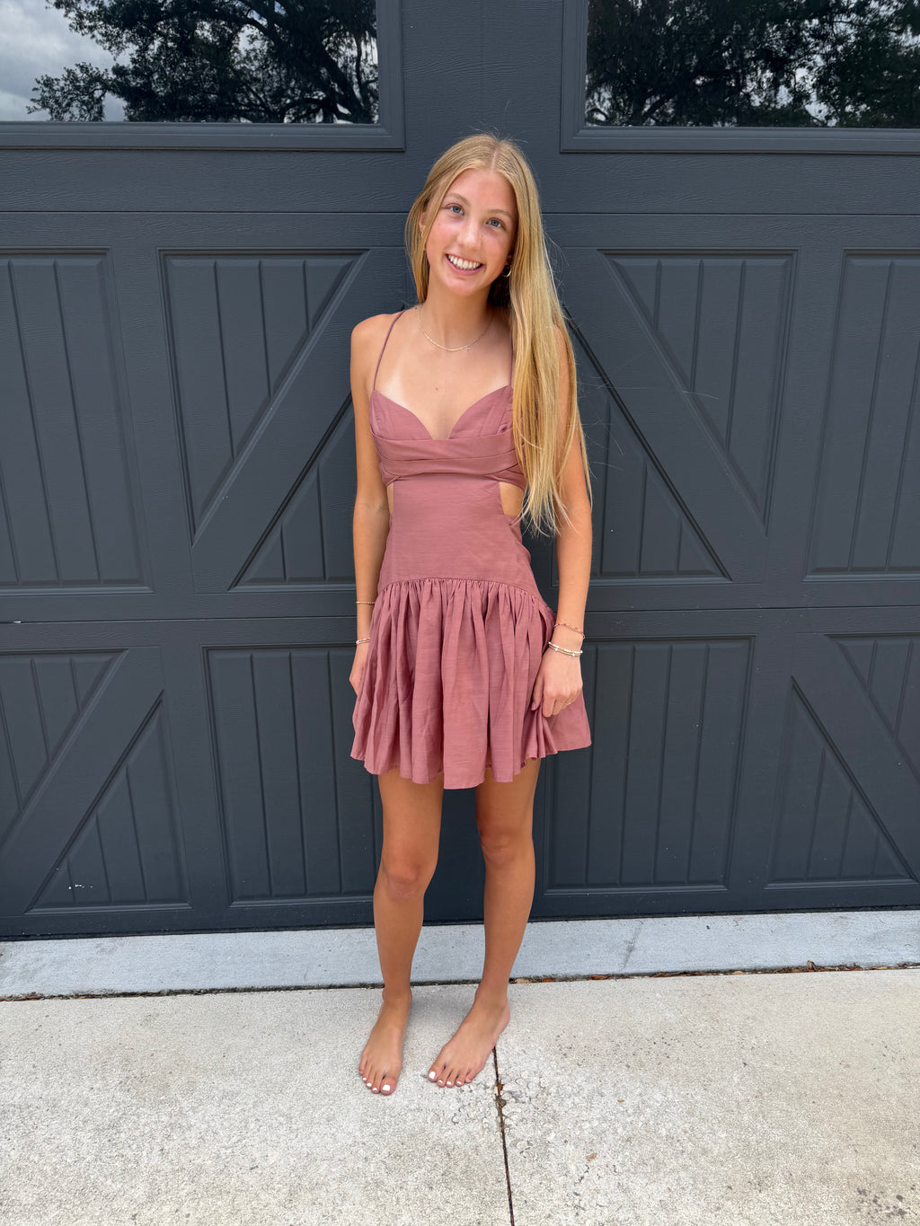 ASOS Cutout Mini Ruffle Dress - size 00/XS
