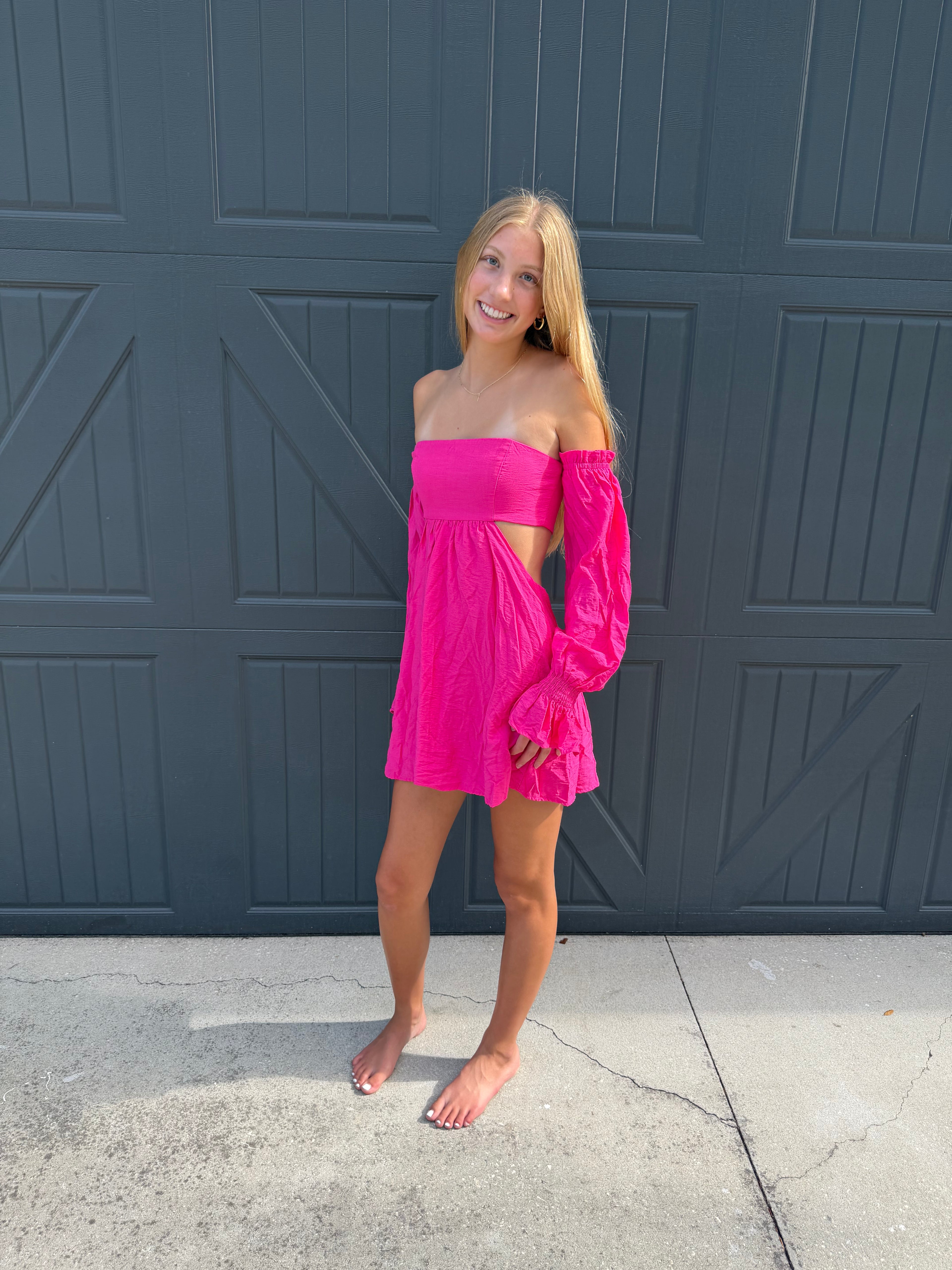 SEVEN WONDERS Pink Off Shoulder Cut Out Dress Size 4/Small