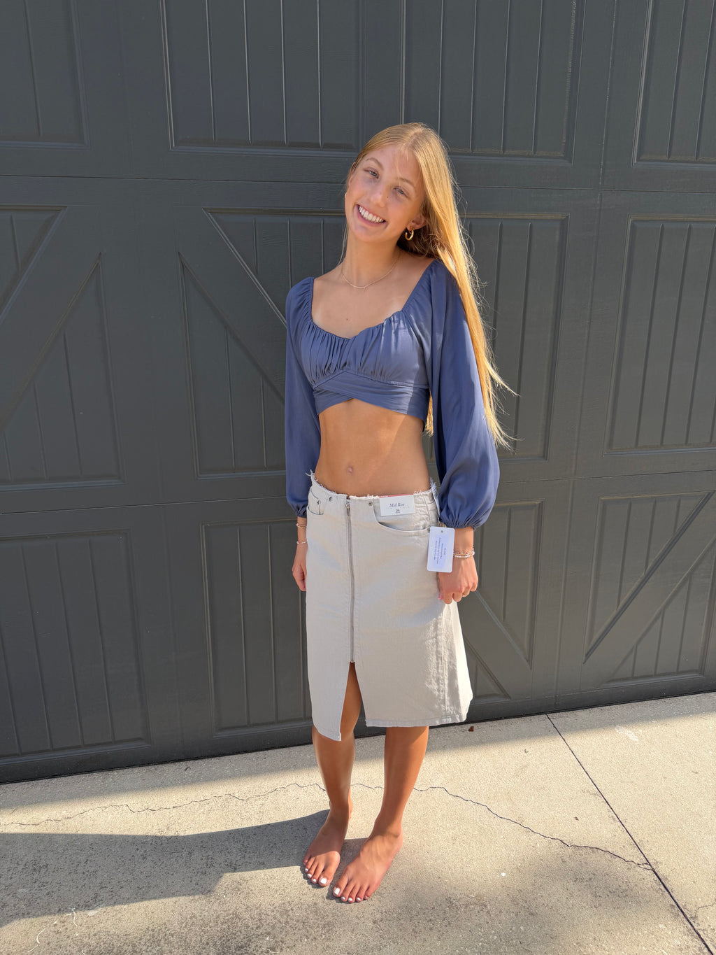 Timing Silk Tie Back Crop Top - size small