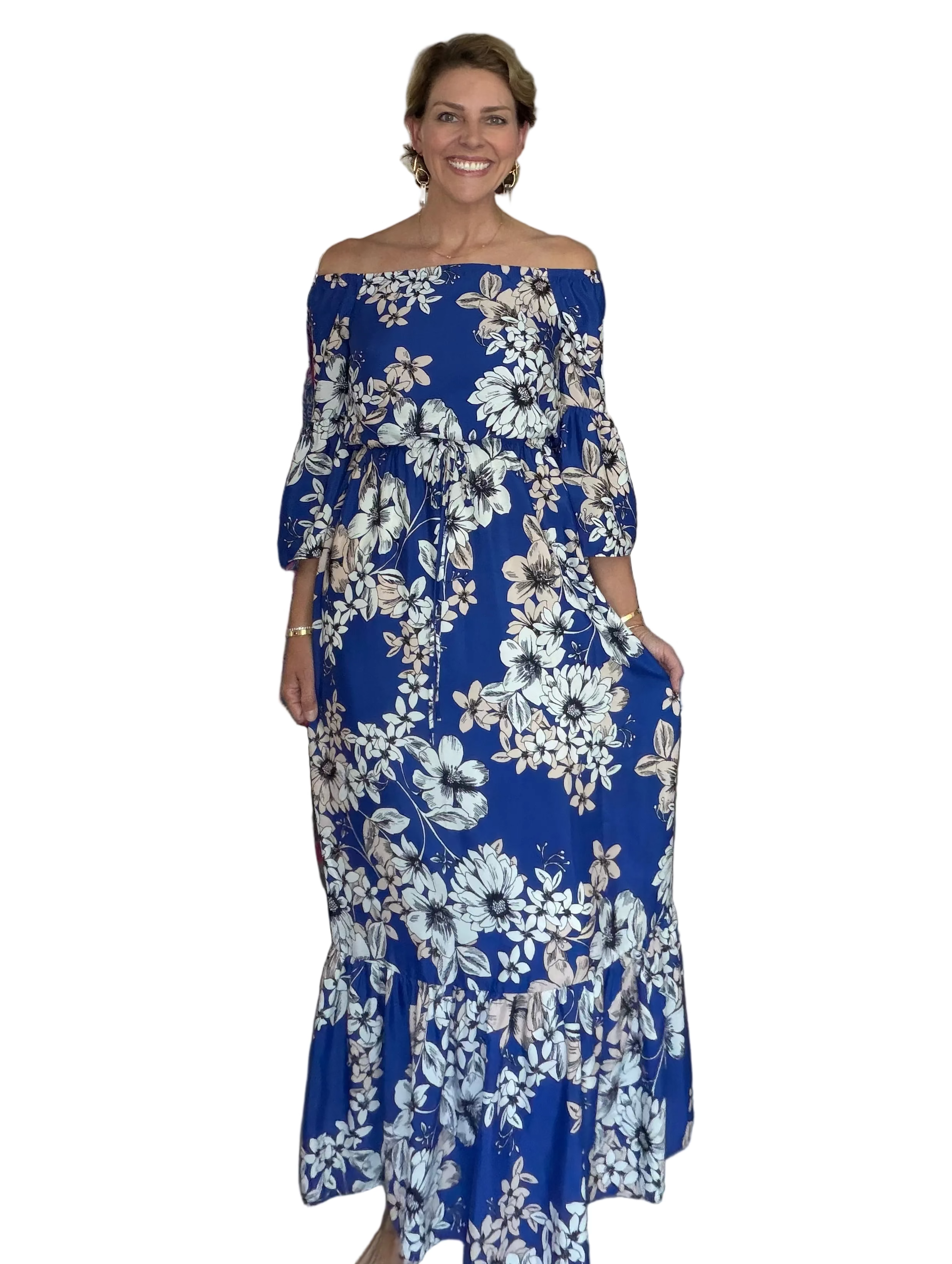 Eliza J Floral Off Shoulder Maxi