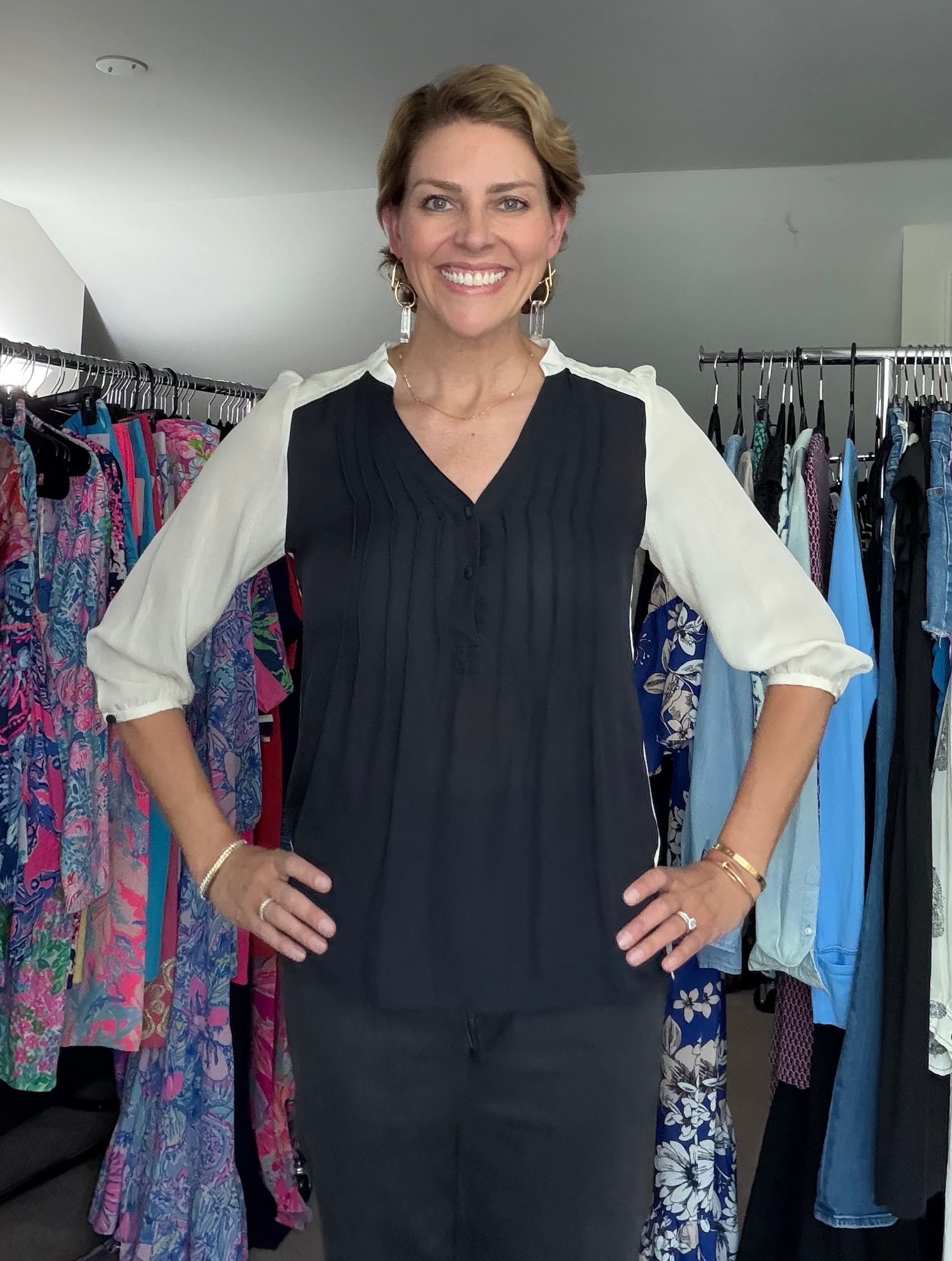 Annie Griffin Tuxedo Blouse- size XS