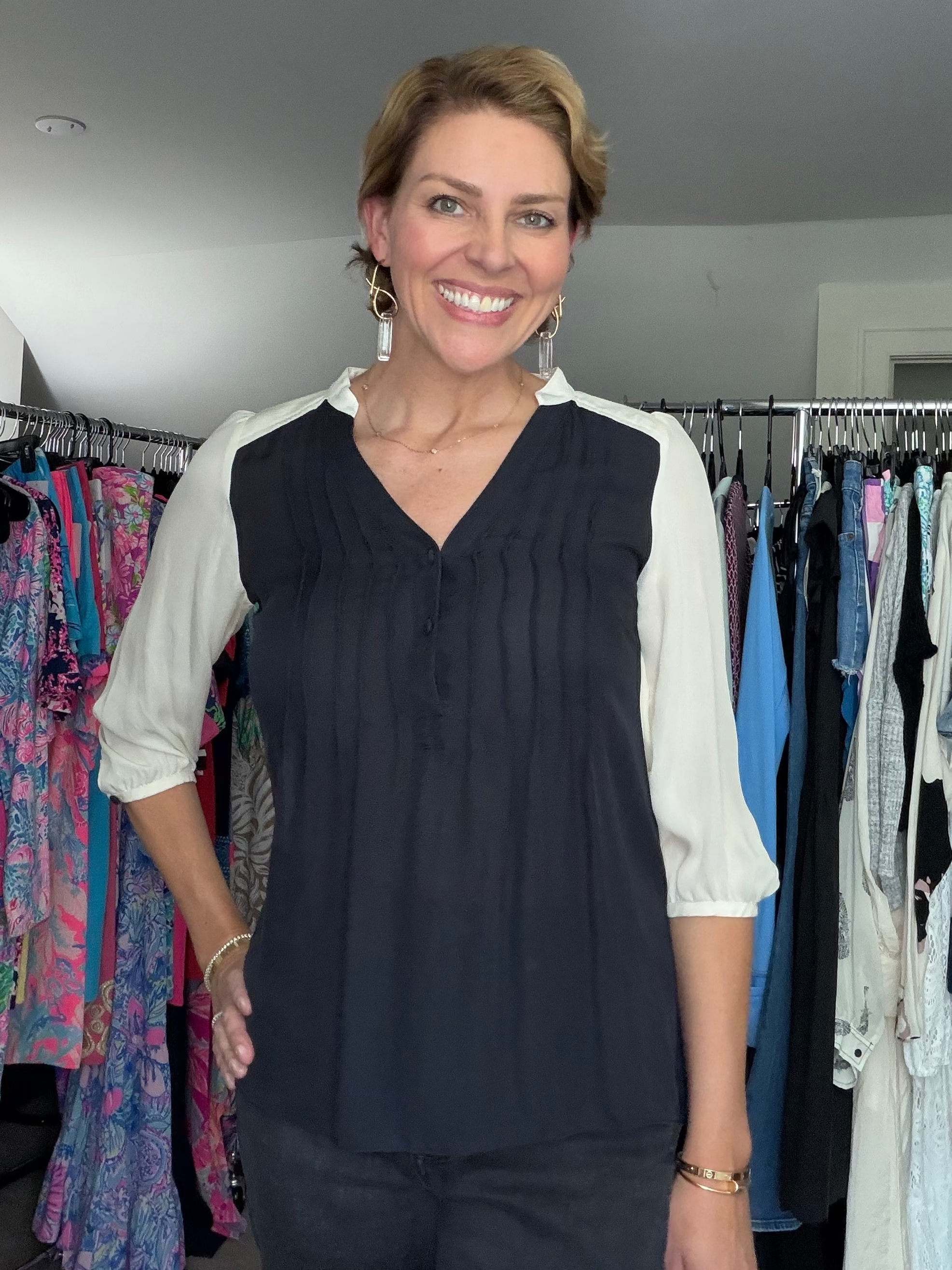 Annie Griffin Tuxedo Blouse- size XS