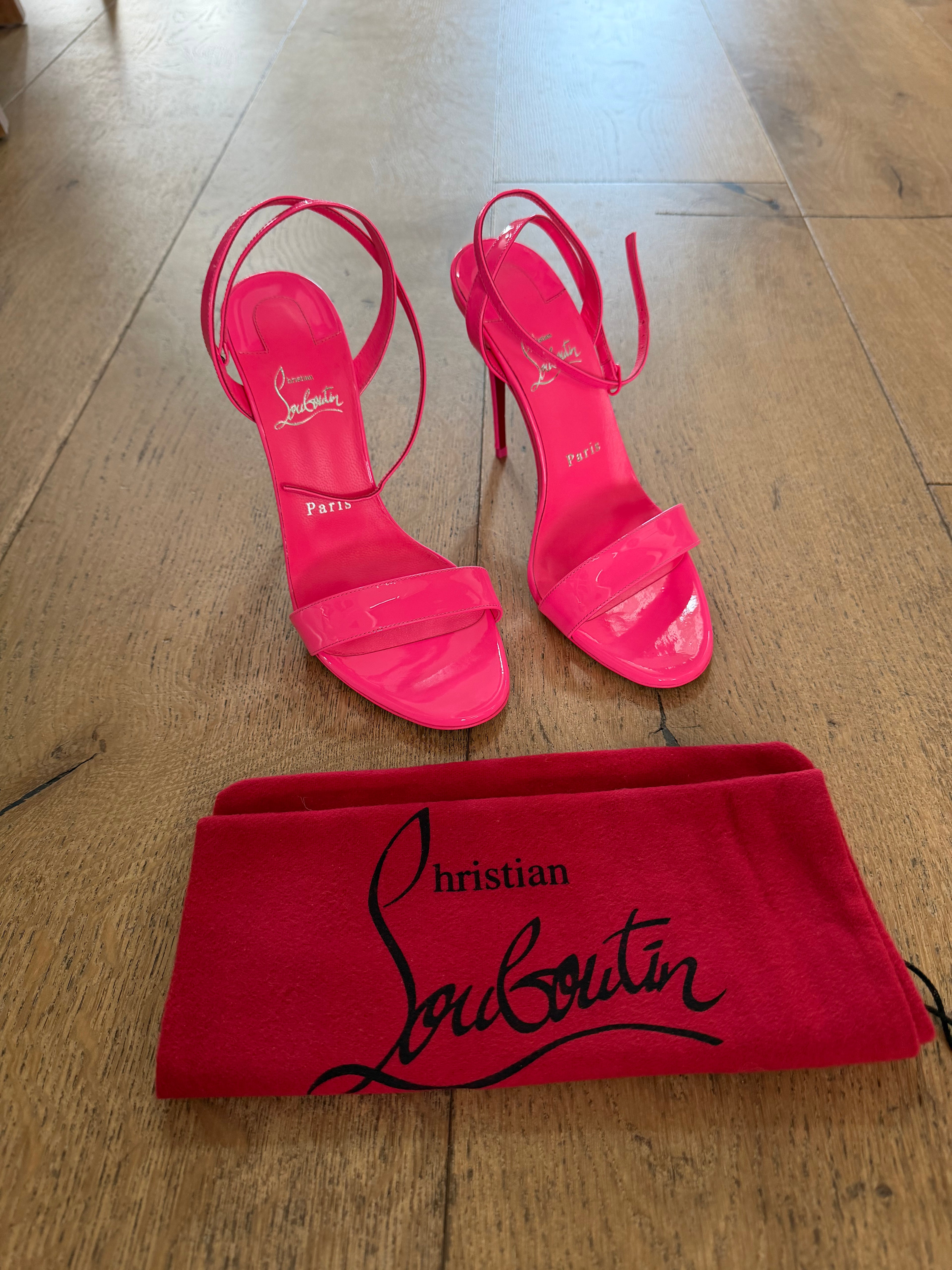 Christian Louboutin Loubigirl 100 Patent Pumps (pink) - size 38.5 (US 8-8.5) 4" heel NEVER WORN!