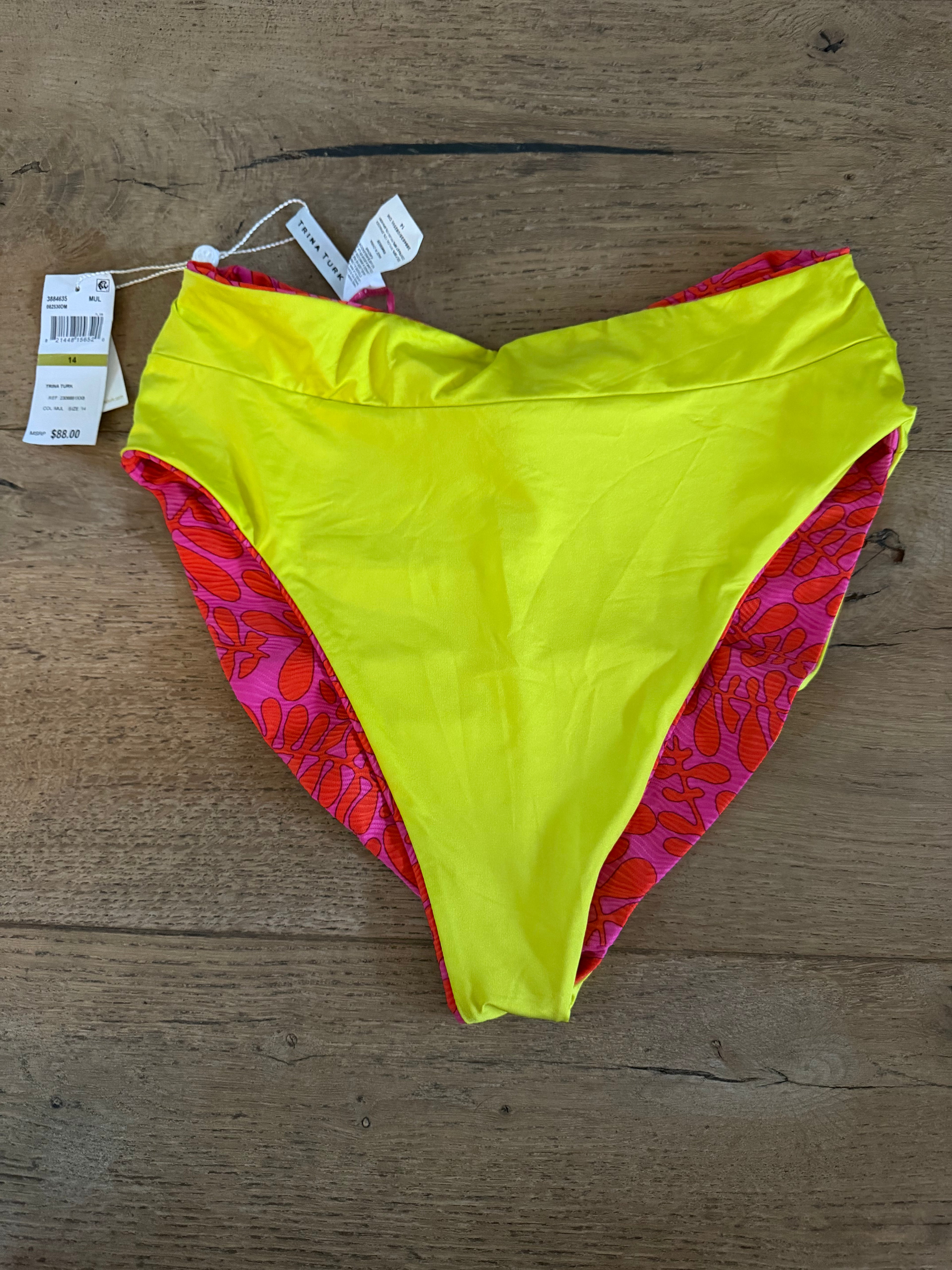 Trina Turk Reversible High Waist Swim Bottoms NWT - size 14 (would fit 10-12 also)