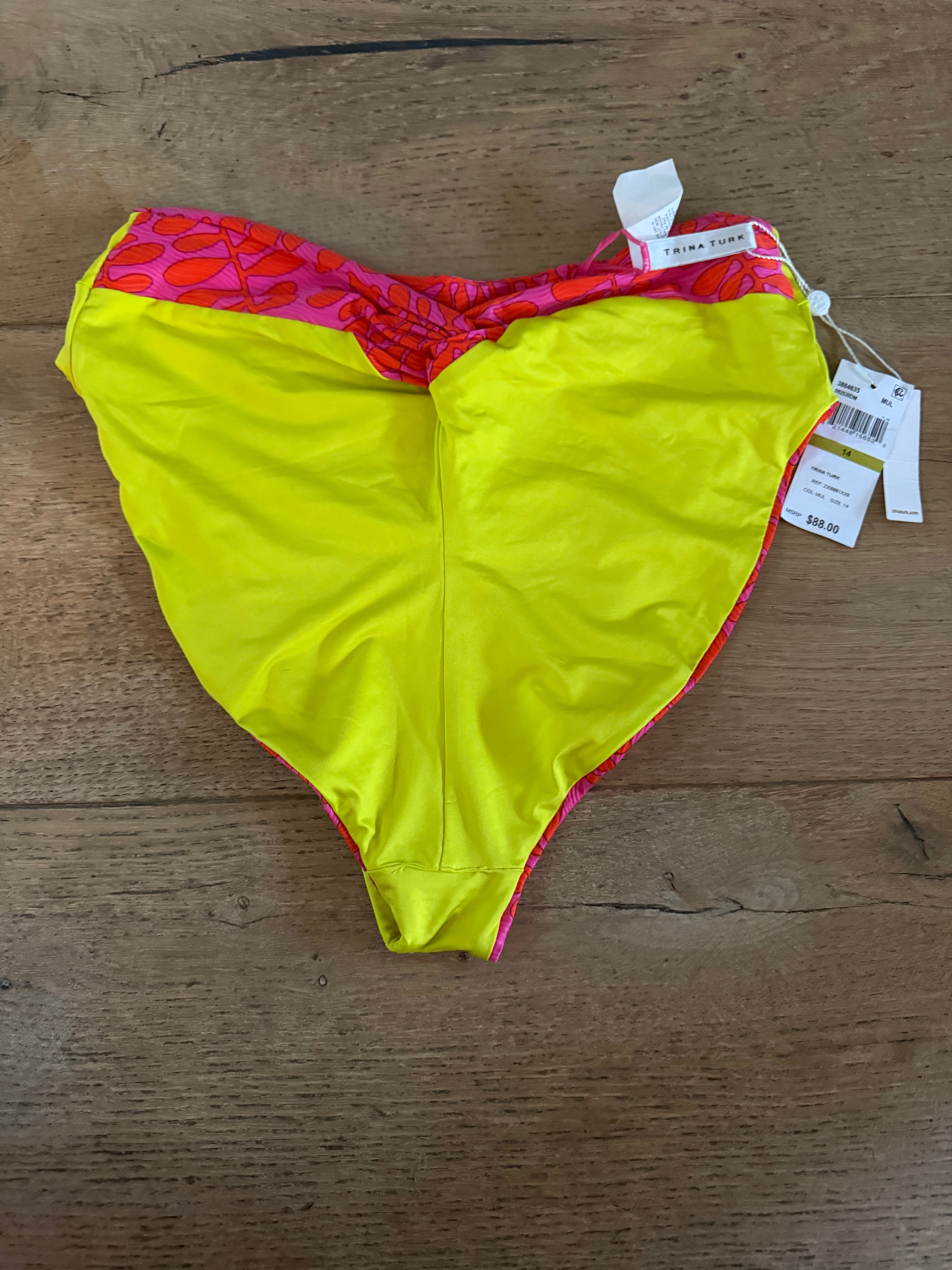Trina Turk Reversible High Waist Swim Bottoms NWT - size 14 (would fit 10-12 also)