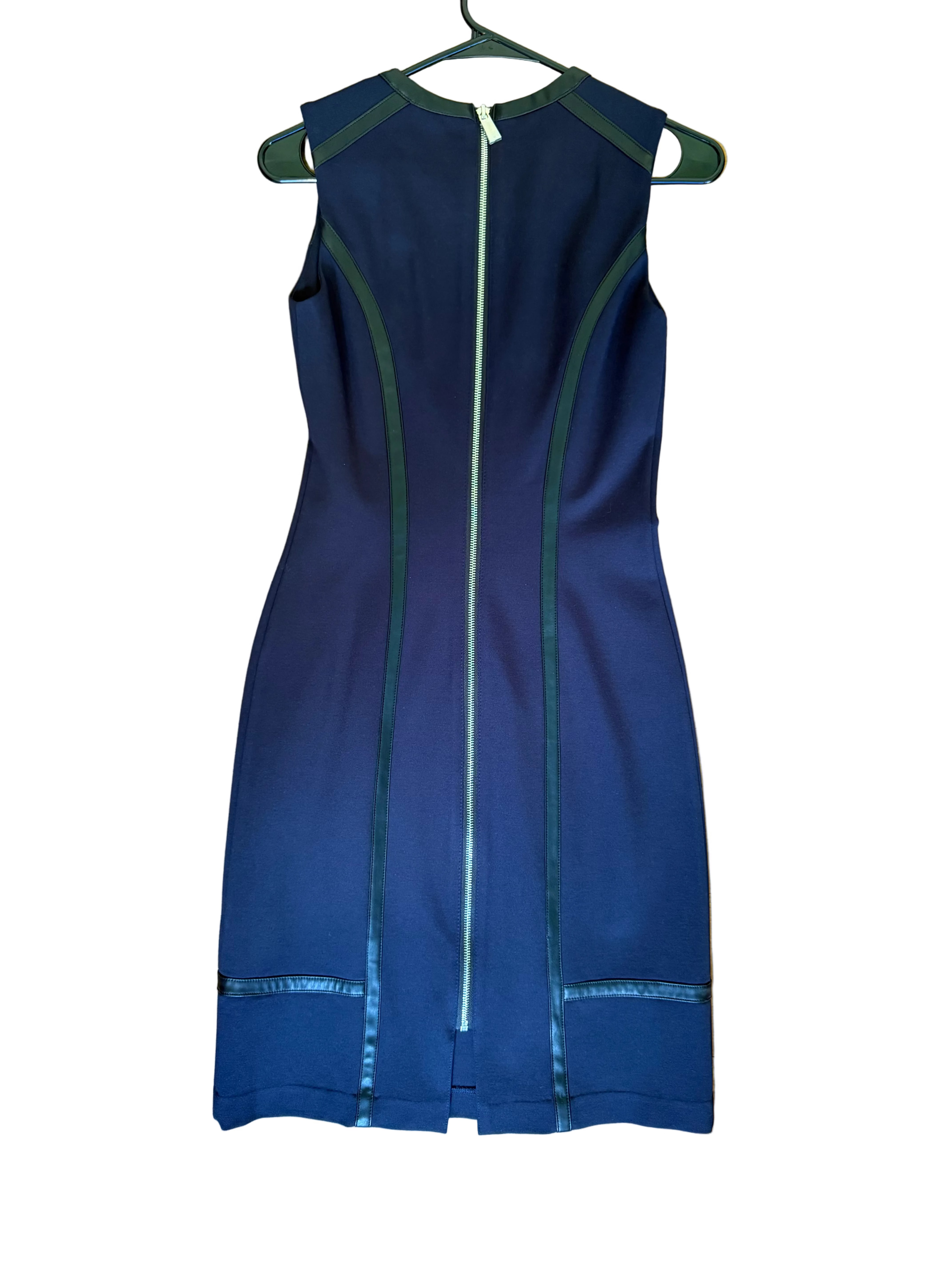 Of Mercer Leather Trim Cocktail Dress NWT