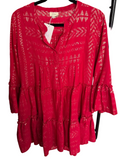 Elan V Neck Tiered Long Sleeve Dress - size medium
