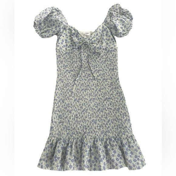 Storia Blue Floral Mini Dress Size Large