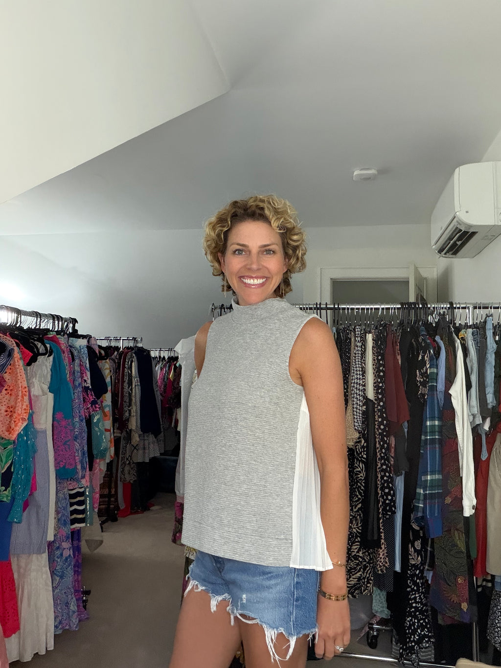 French Connection Pleated Mock Neck Tank - size medium