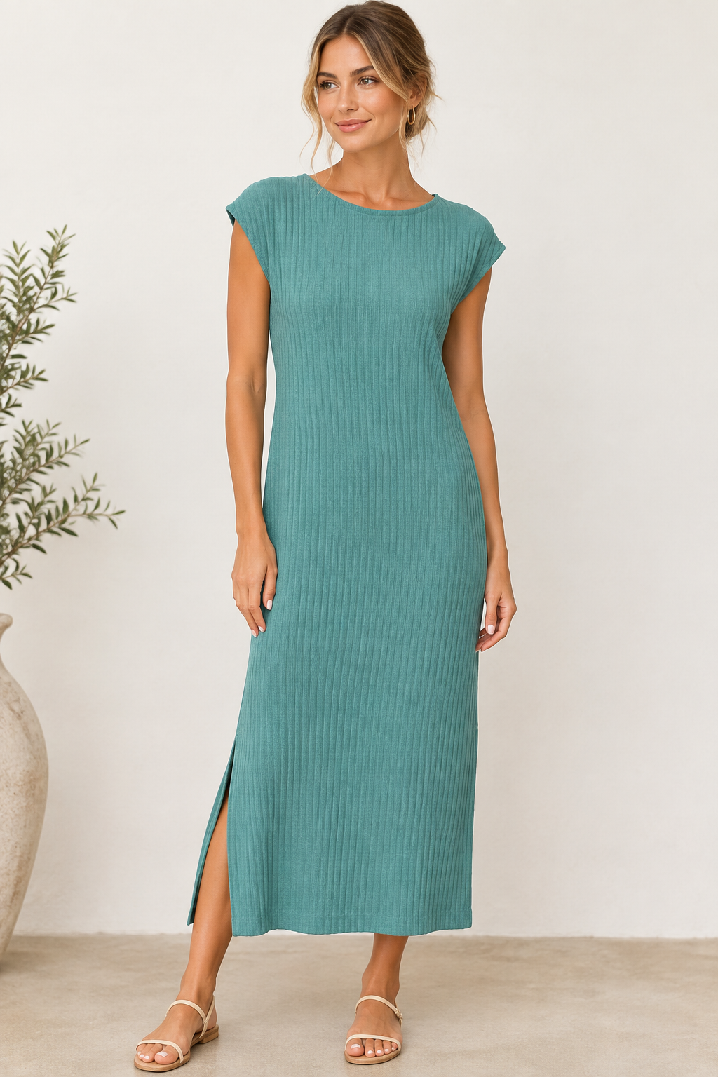 Ann Taylor Ribbed Midi Dress - size medium