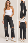 FREE PEOPLE DISTRESSED BLACK MAGGIE JEANS Size 31