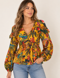 Farm Rio Peplum Ruffle Top - Size Medium