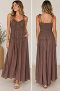 Moon River smocked button-down maxi dress - size medium