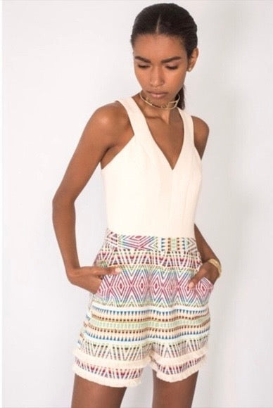 Adelyn Rae Boho Fringe Romper- size XS