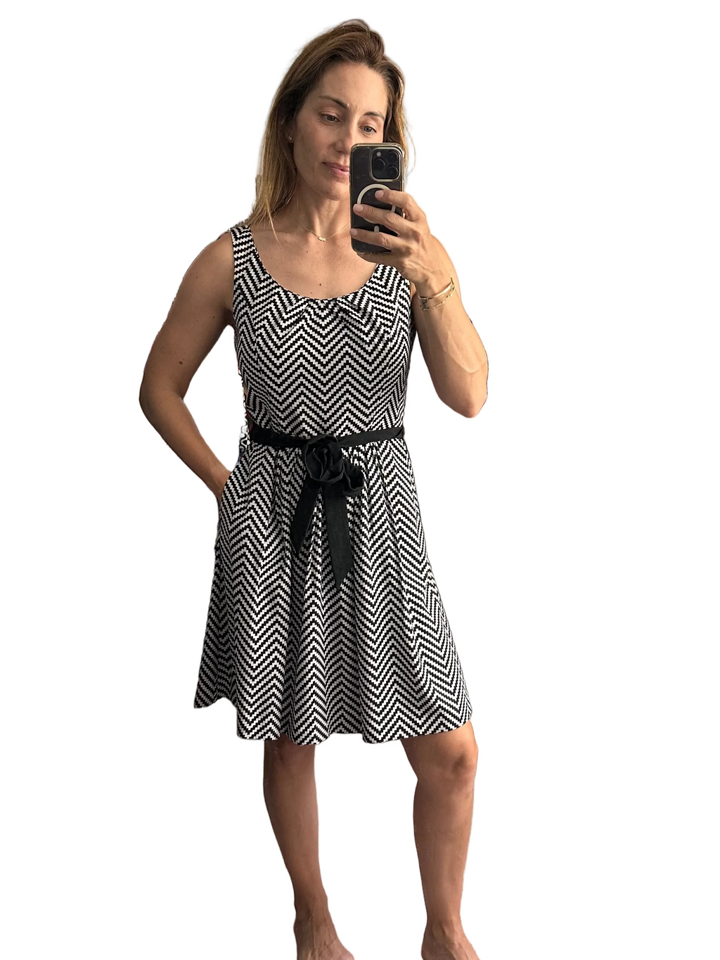 WHBM Sleeveless Chevron Dress- size 6
