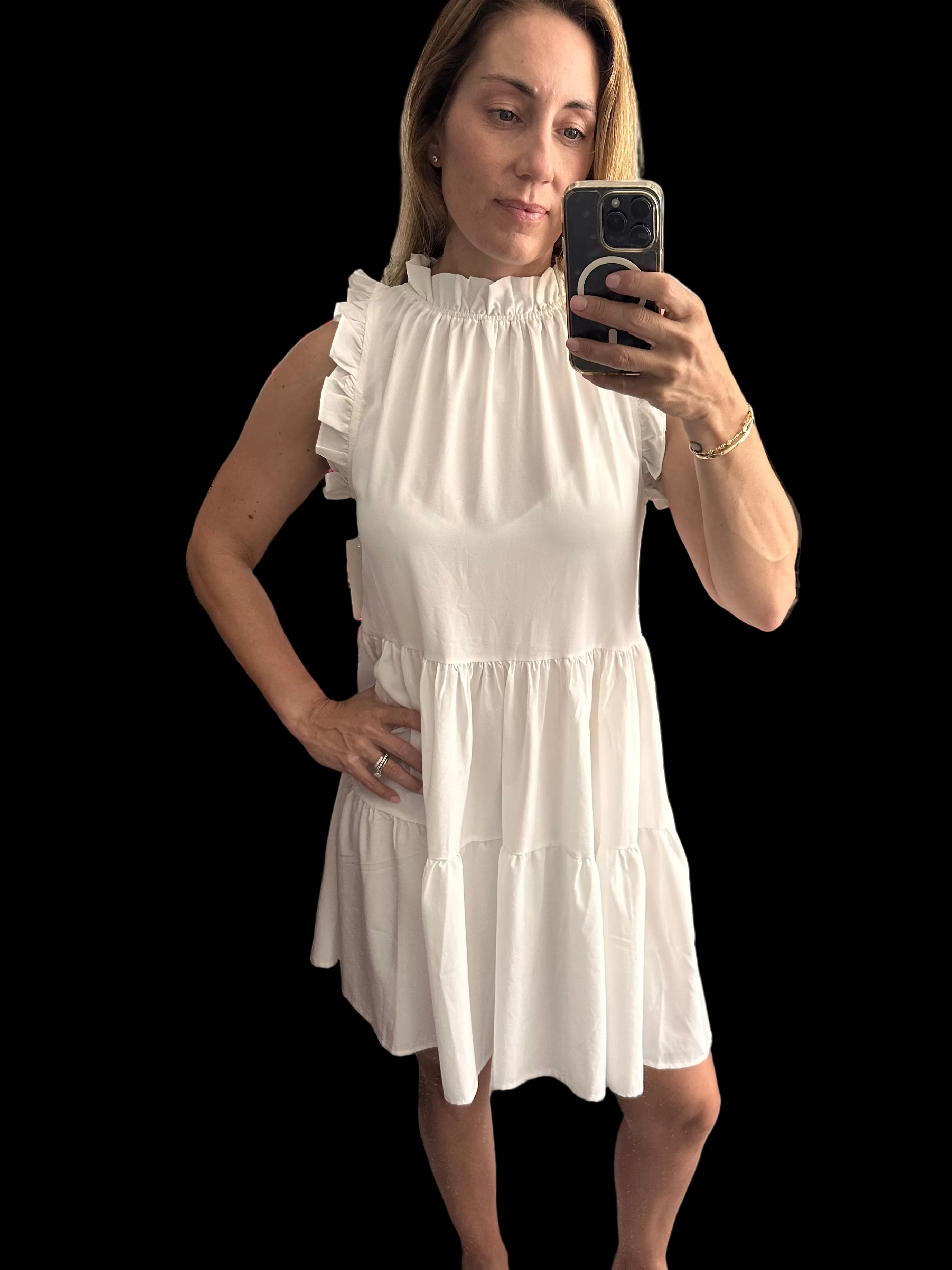 Unlabeled White Ruffle Dress- size M/L