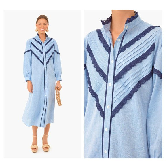 Pomander Place Jolene Chambray Midi Dress Size Small