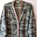 PJ Salvage Womens Size M Camouflage Button Front Pockets Cardigan Sweater Top