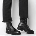Ash Wolf Studded Leather Combat Boots - size 10