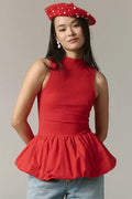 MAEVE by Anthropologie Bubble Peplum Tank Top Size Large