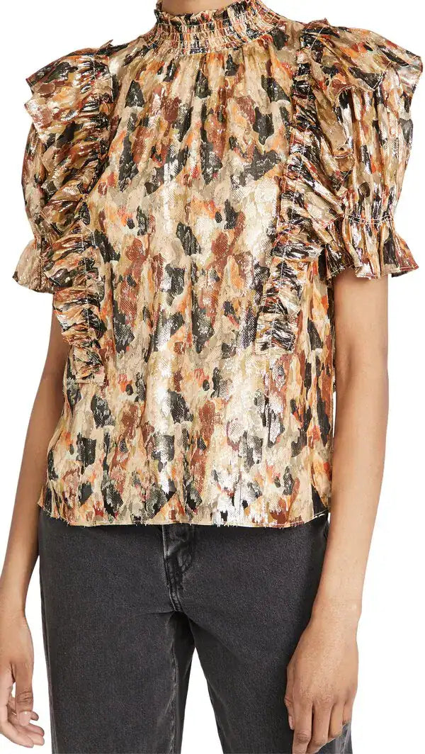 ba&sh Size Medium Silk Metallic Blouse