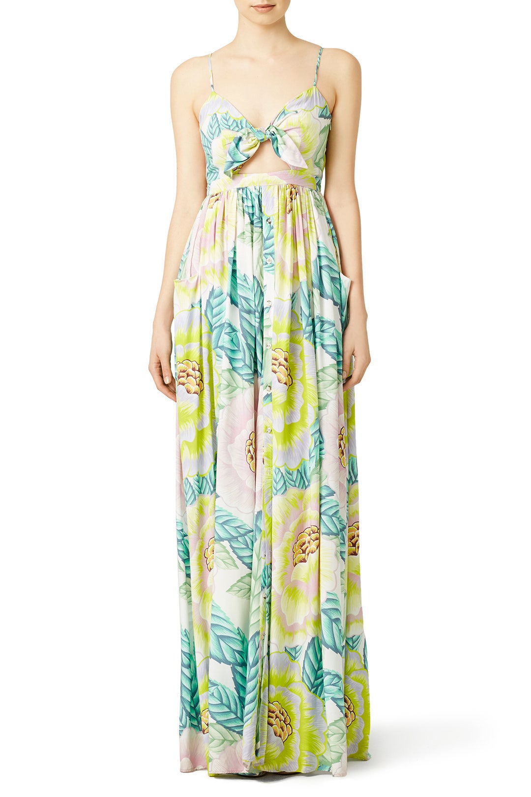 Mara Hoffman Flora Stone Tie Front Maxi Dress - Size 2