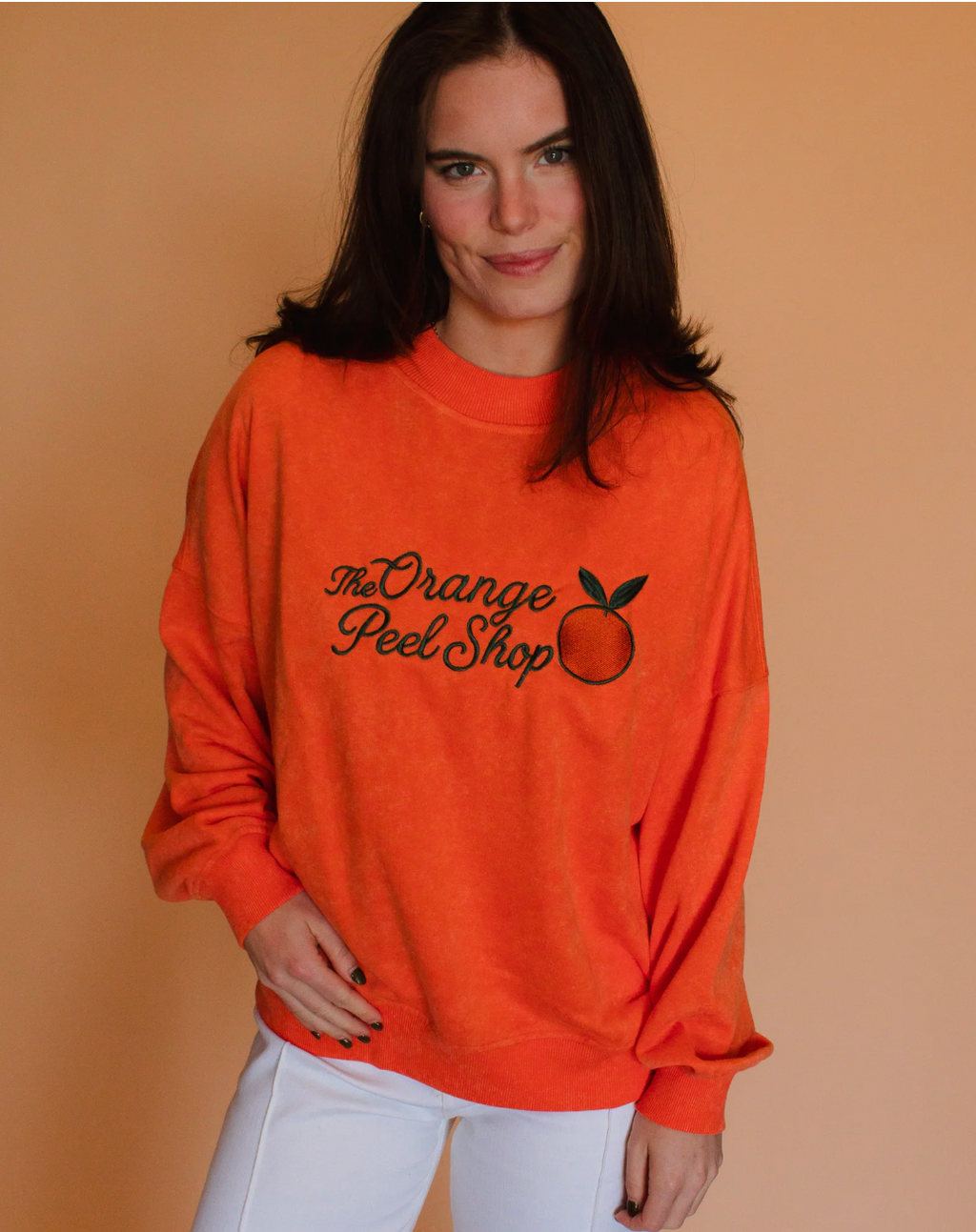 Orange Embroidered Crew Neck (The Orange Peel Shop)