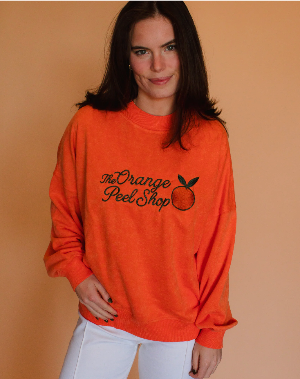 Orange Embroidered Crew Neck (The Orange Peel Shop)