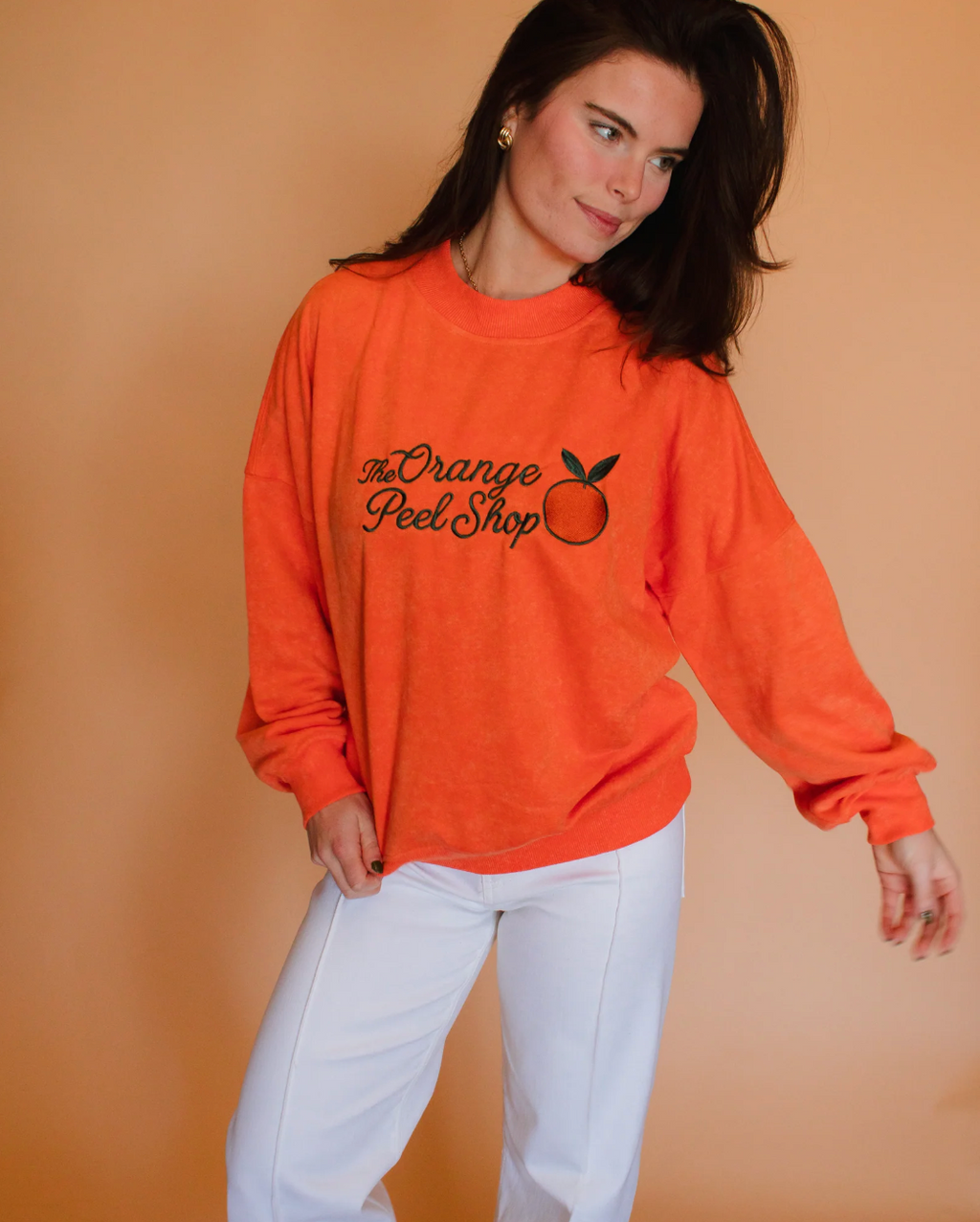 Orange Embroidered Crew Neck (The Orange Peel Shop)