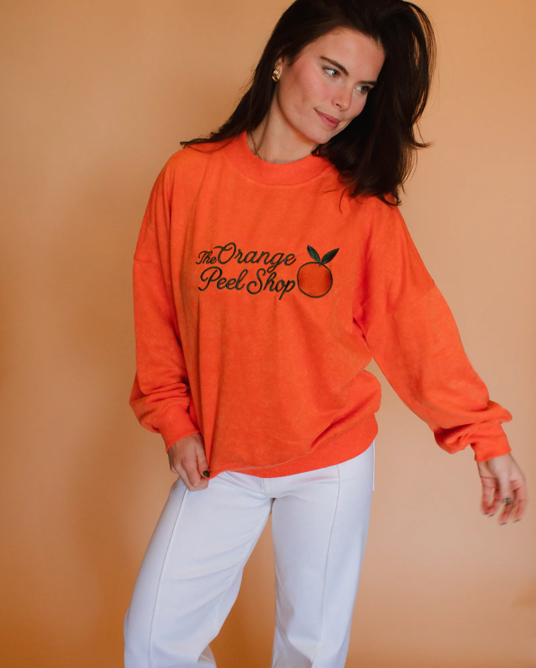 Orange Embroidered Crew Neck (The Orange Peel Shop)