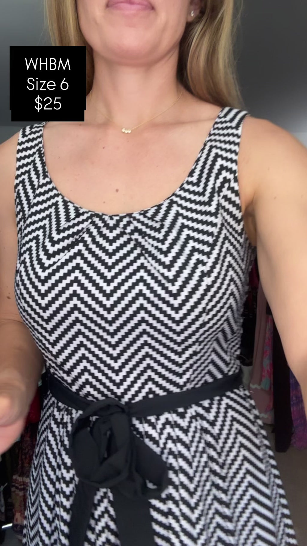 WHBM Sleeveless Chevron Dress- size 6