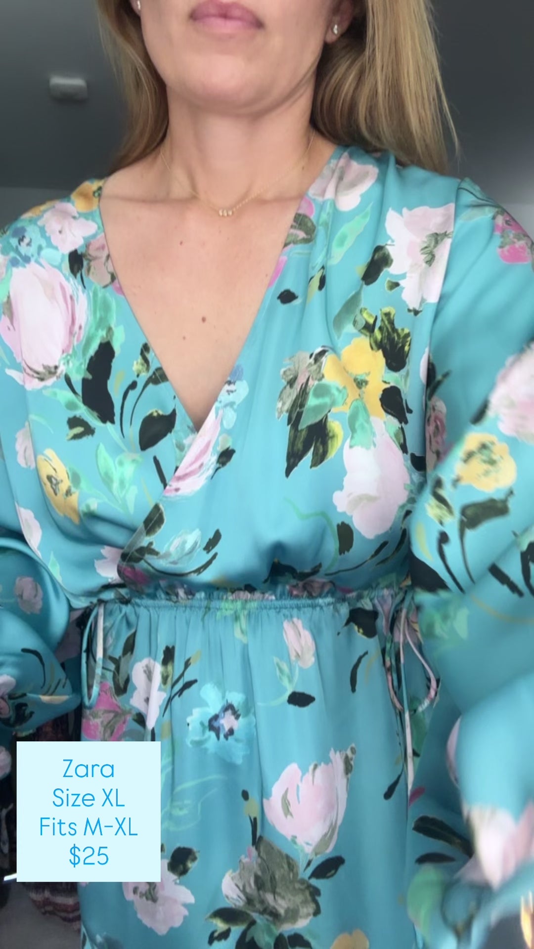 Zara Silk Side Tie Dress- size XL