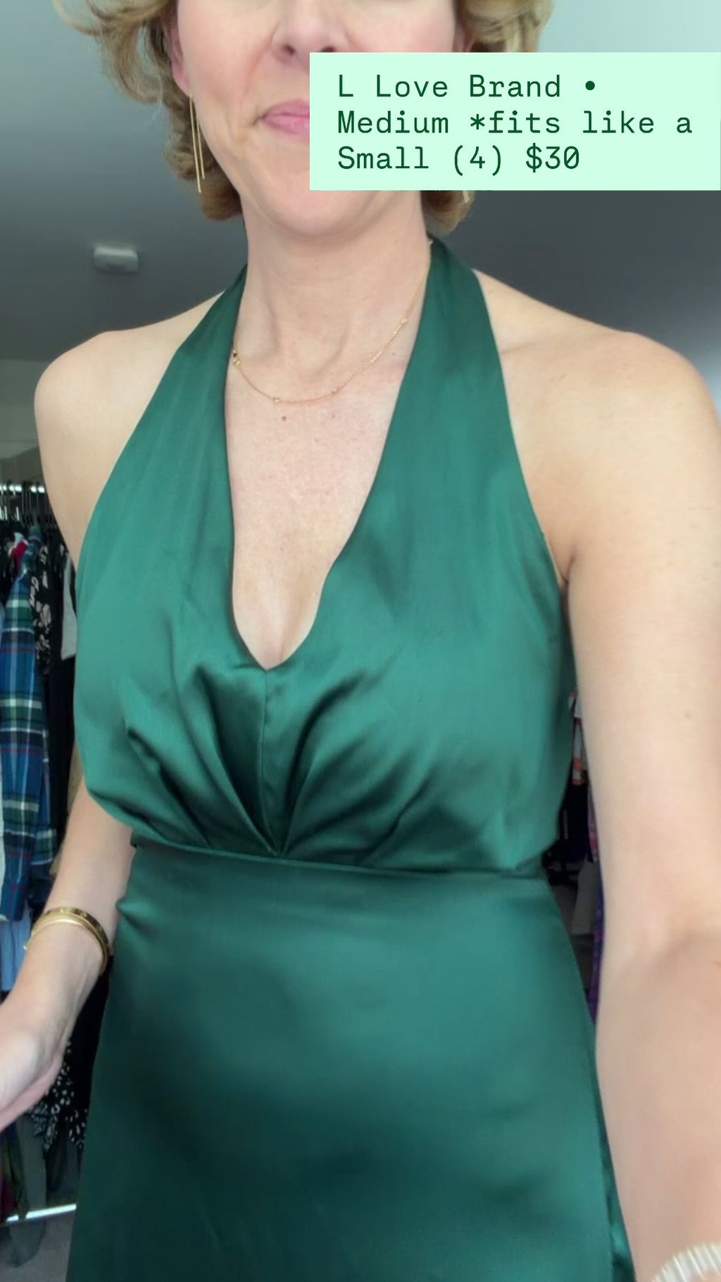 L Love Hunter Green Gown Size Medium *fits like a small (4)