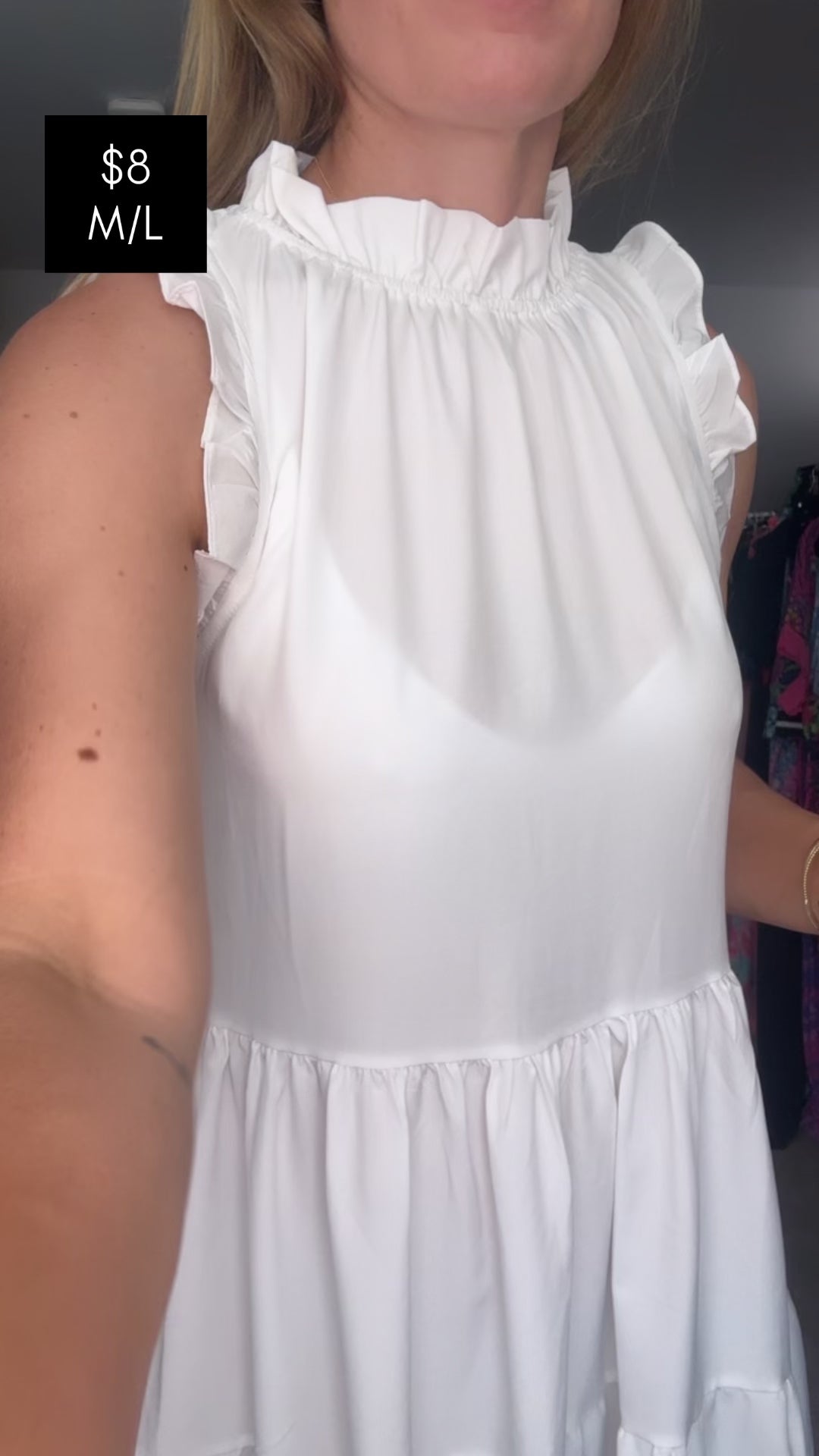 Unlabeled White Ruffle Dress- size M/L